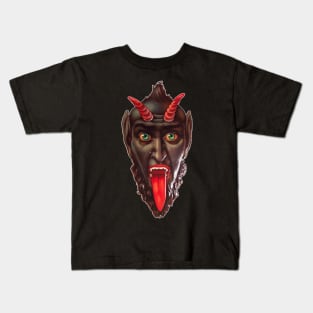 Vintage Krampus Head Goth Chistmas Demon Kids T-Shirt